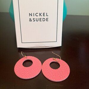 Nickel and Suede Coral Leather Earrings